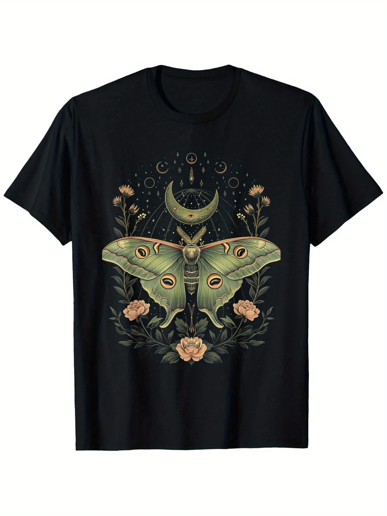 

Мужская футболка из мягкого хлопка с рисунком луны и лунной фазы, свободного кроя, повседневная