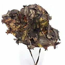 Camouflage Outdoor Tactical Cap with 3D Bionic Leaf Green Camo Hunting Hat Hidden Jungle Sniper Hat Sun Protection Cap