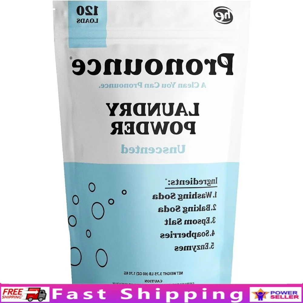 Detergente en polvo ecológico para ropa, ingredientes naturales, piel sensible segura, eczema, manchas de olores, lavadora HE, 120 cargas