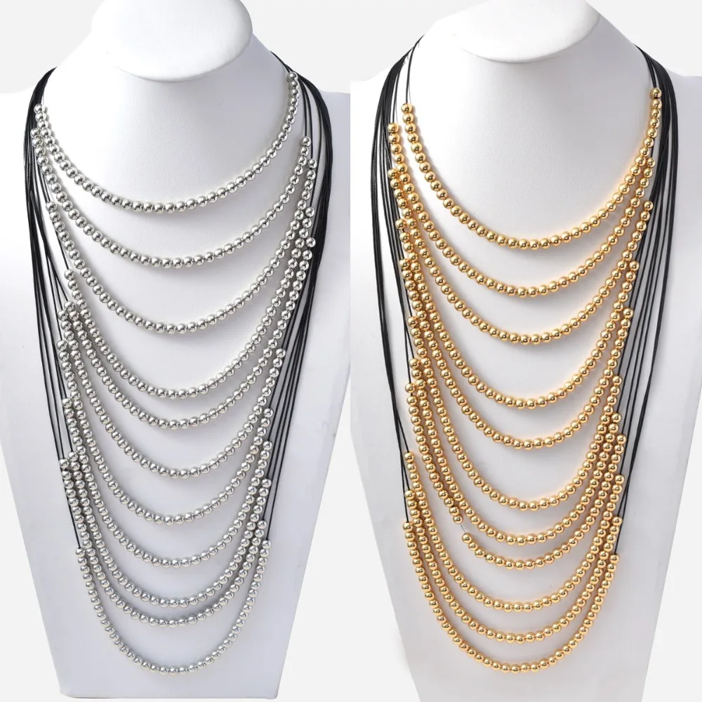 

Exaggerated Beaded Waterfall Necklace Layered Boho Tassels Necklace Jewelry Vintage Multilayer Imitation Pearl Necklace