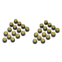30Pcs Guitar AMP Amplifier Push On Fit Knobs Black With Gold Aluminum Cap Top Fits 6Mm Diameter Pots Marshall Amplifiers