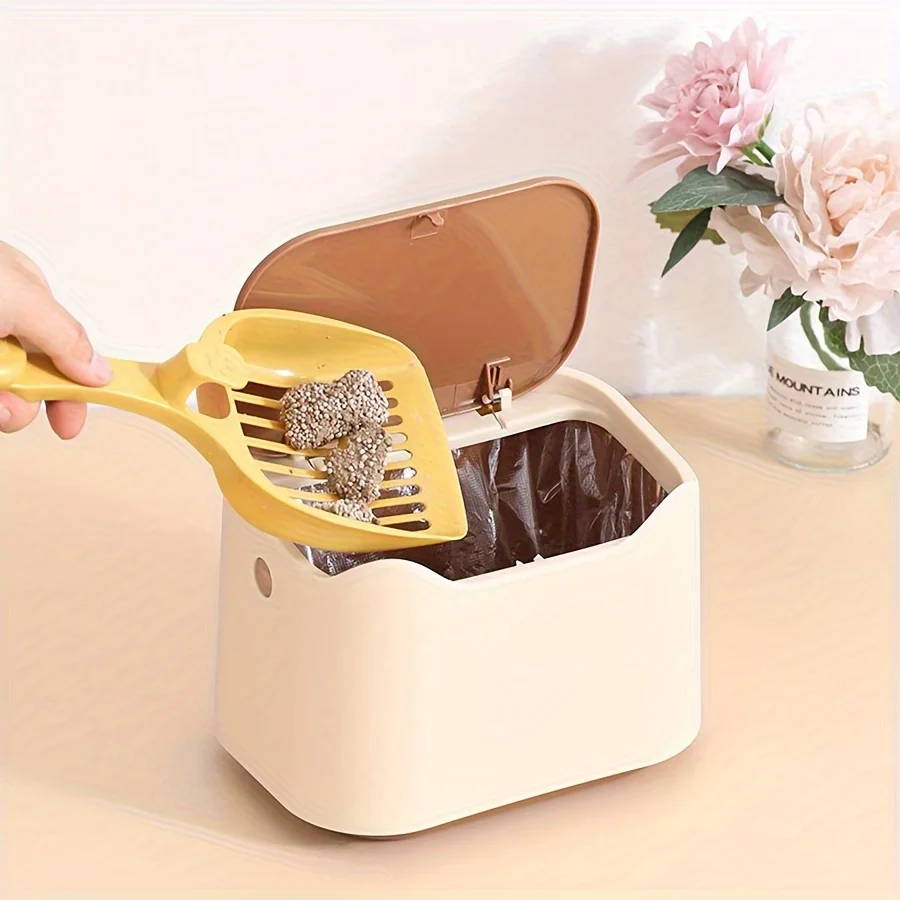 Fully Enclosed Cat Litter Box Silent Cat Litter Shovel Garbage Storage Bucket Desktop Small Waste Collector Home Supplies