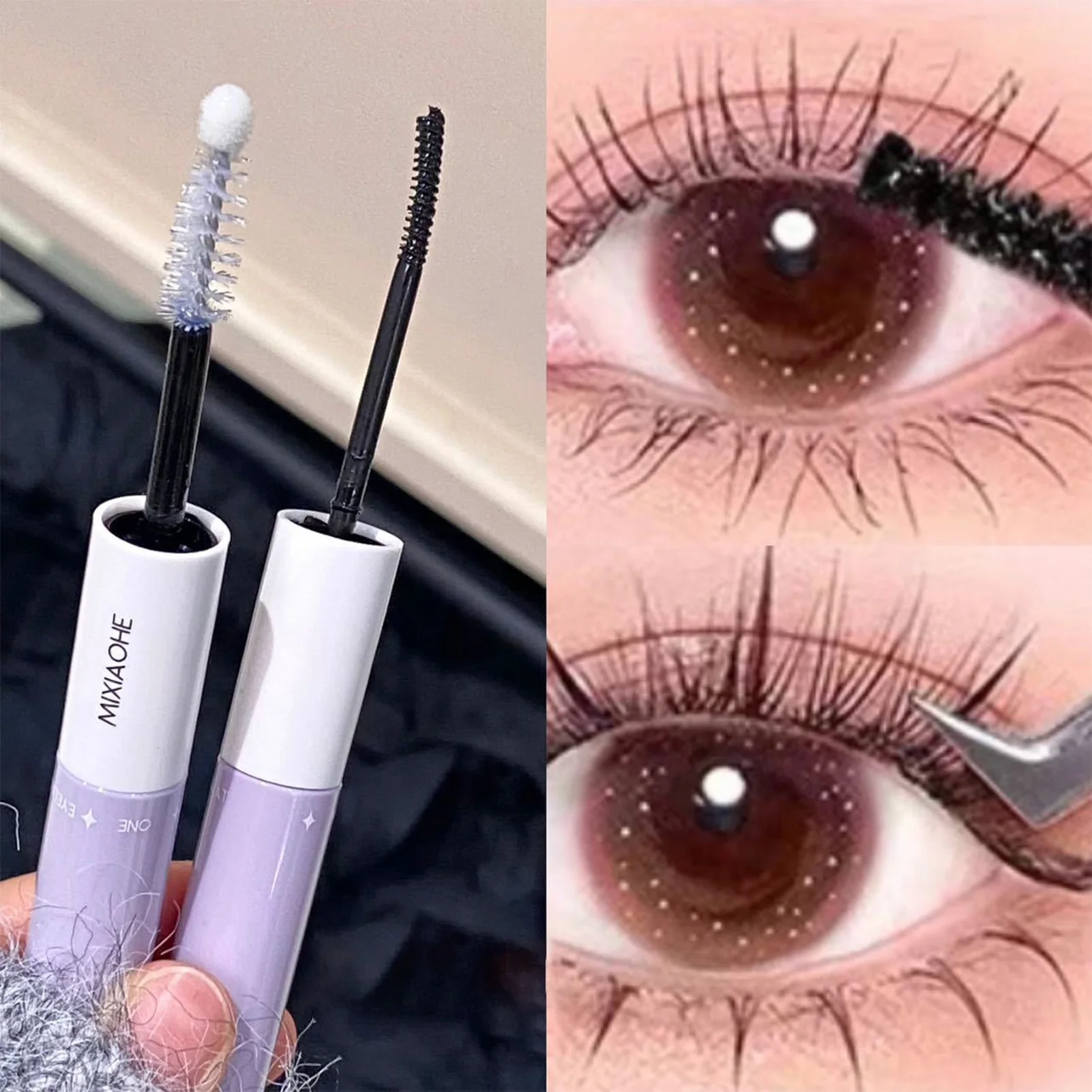 Colla per ciglia finte a doppia testa 2 in 1 legame e sigillo 5ML Colla per ciglia a grappolo fai da te insapore impermeabile ad asciugatura rapida