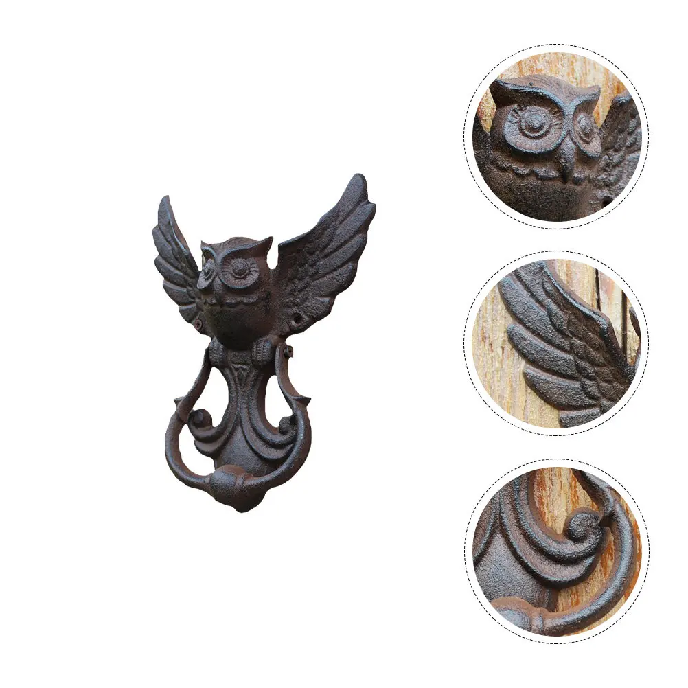 

1Pcs Owl Door Knocker Solid Iron Vintage Door Handle Retro Decorative Knocking for Villa Yard Garden Wood Security Doors