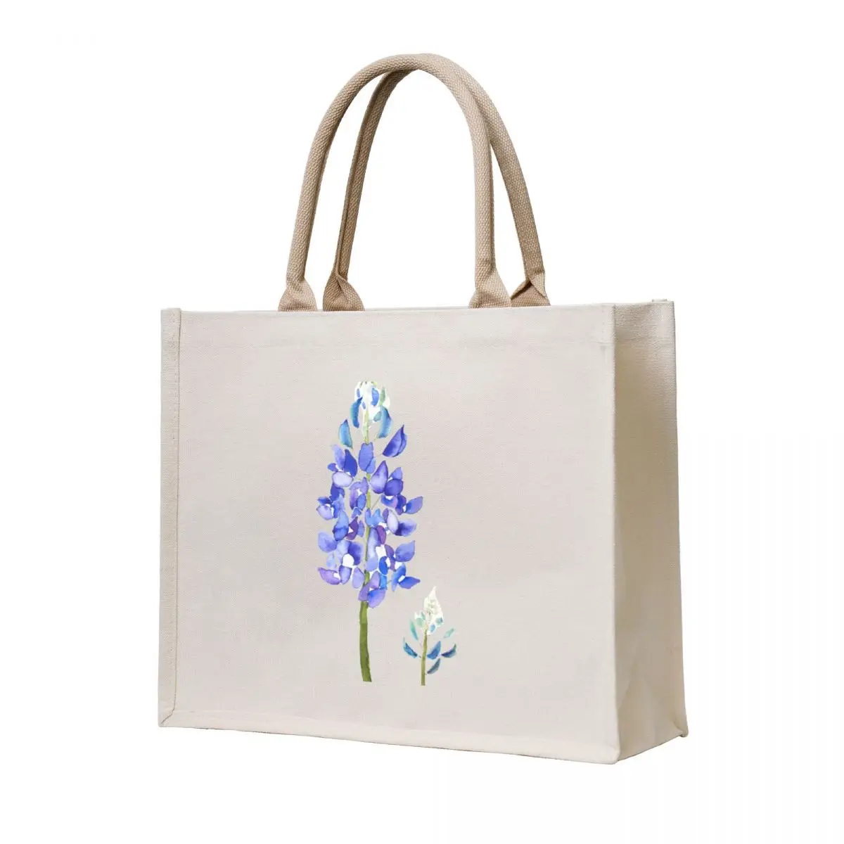 

hand painted 2 purple and blue botanical bluebonnet watercolor Tote Bag tote bag tote bag women shopping logo