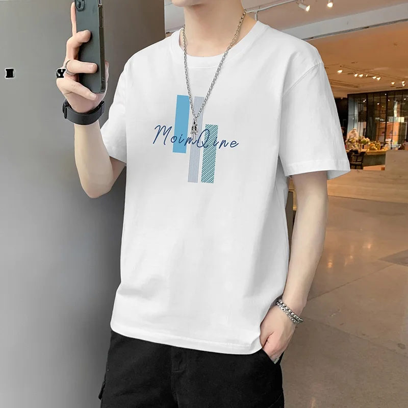 

Мужская футболка с круглым вырезом и коротким рукавом, белая, с принтом, летняя, новая, свободного кроя, из полиэфирного волокна