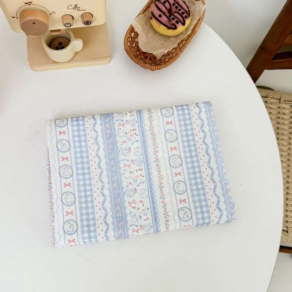 Cotton Digital Print Fabric Cute Cartoon Striped Floral Bunny Bow Kids Clothing Bag Material