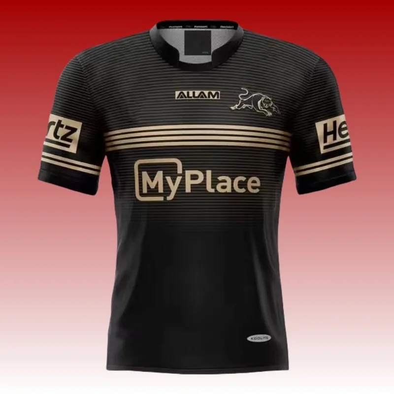 

2025 3D printed PENRITH PANTHERS men's alternative short sleeved quick drying breathable trendy short sleeved shirt