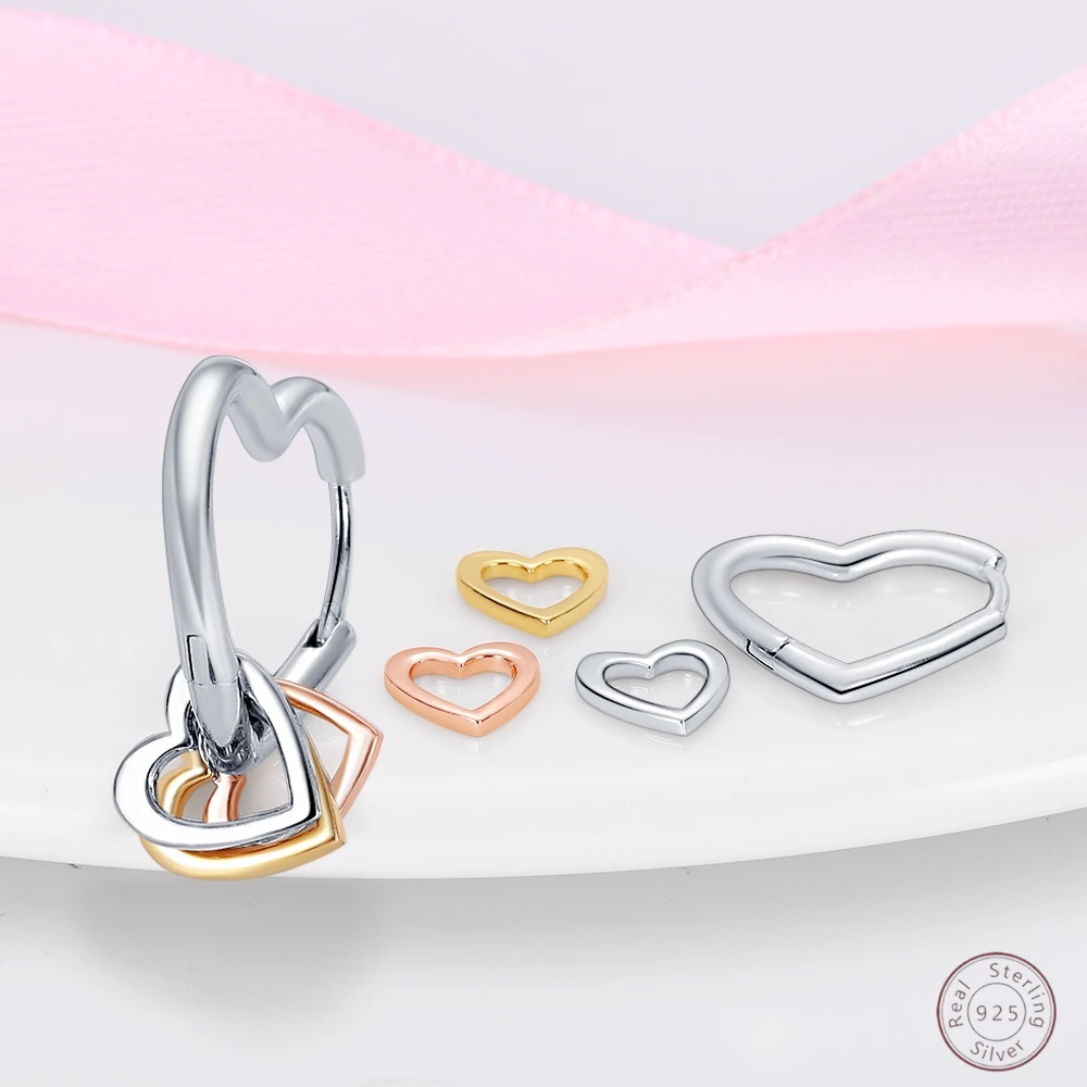 Boucles d'oreilles en argent Sterling 925, breloque Simple, amour, Zircon brillant, bijoux de mariage pour dames, cadeau