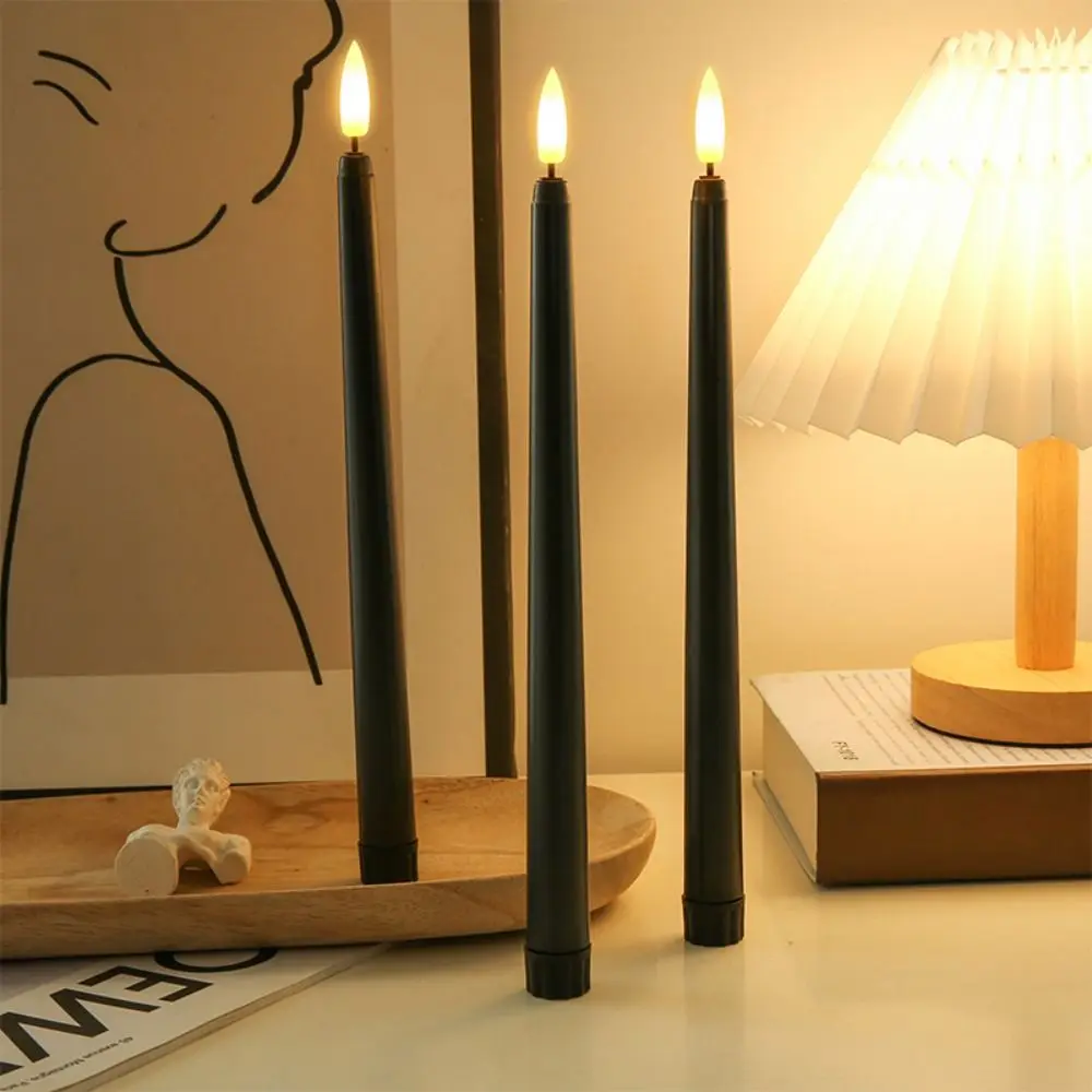 

Fireplace Simulation Led Candles Battery Operated 3D Wick Candlesticks Tall with Flickering Flame Atmosphere Light Wedding Party