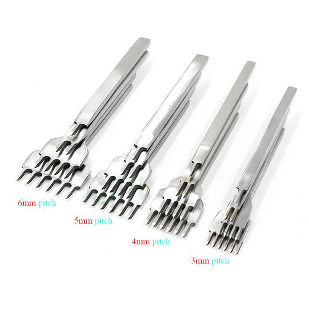 6mm Leather Craft Tools Diamond Hole Punch Stitching 6 Prong Punch Silver