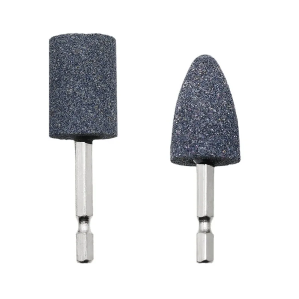 Hex Shank Polishing Bit Brown Fused Alumina Grinding Head Cylindrical Conical Point For Jigong Electric Drill Metal Finishing