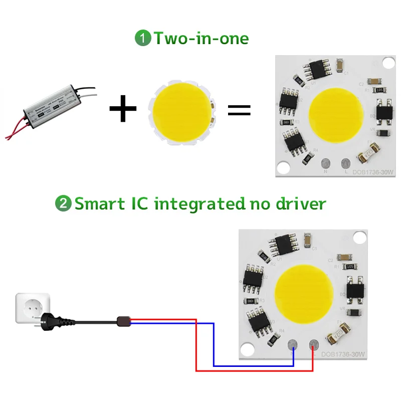 Driverless DOB 220V LED Module 30W COB Chip Lamp Bead Light Full Power Cold Warm White For Outdoor LED Bulb Downlight Spotlight