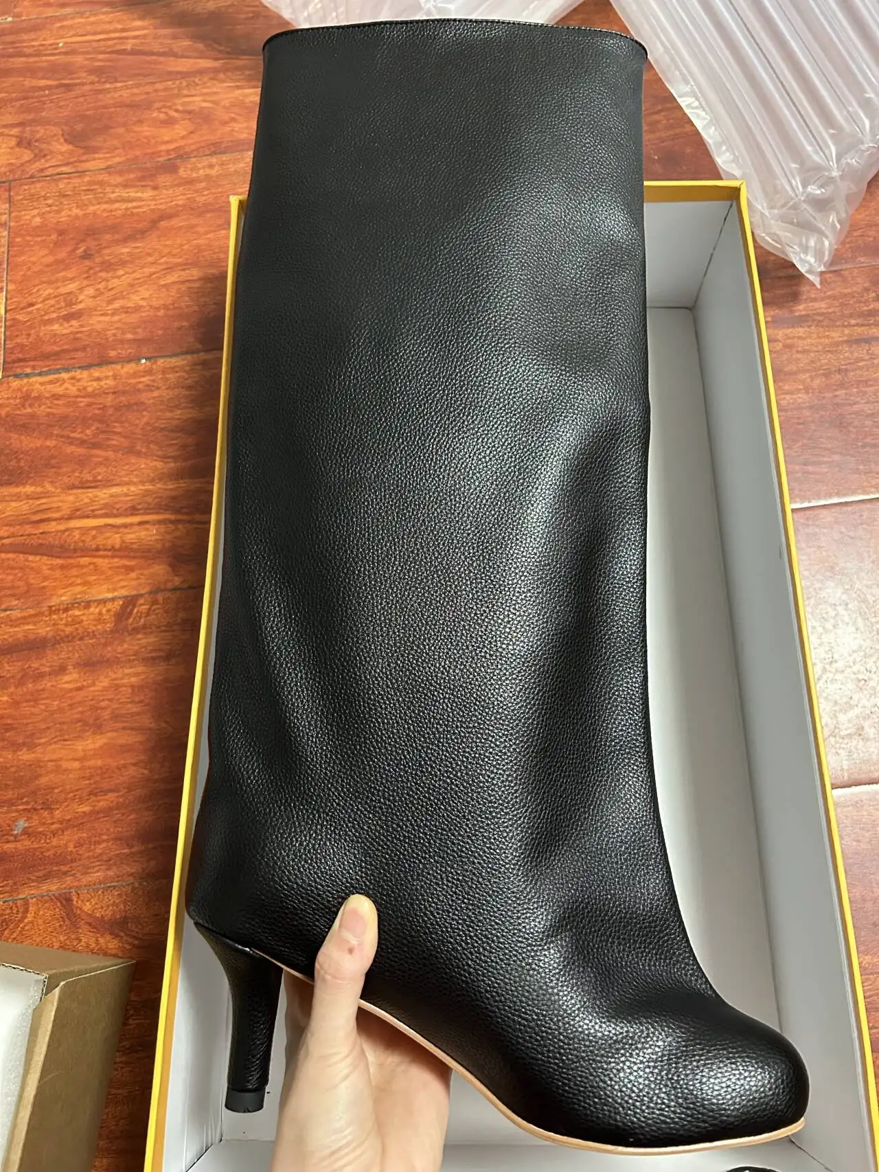 Damen Herbst- und Winterstiefel mit Niedrigem Absatz, Modische Overknee-Stiefel mit Eckiger Spitze, Größen 34-44