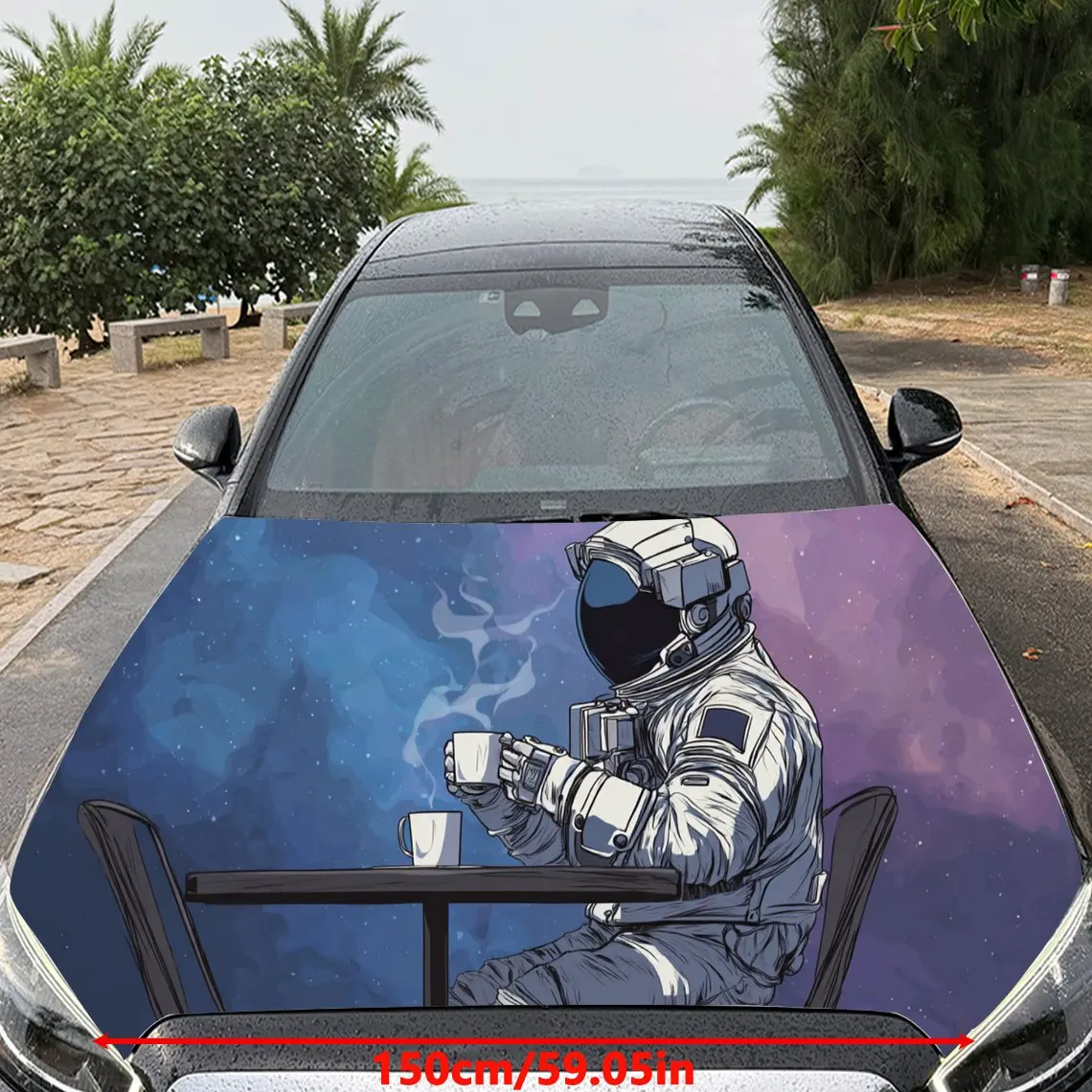 Cool Astronaut Operating Device Car Hood Stickers - Self-Adhesive, Waterproof and Durable Vinyl Wrap, Decorate And Protect Your