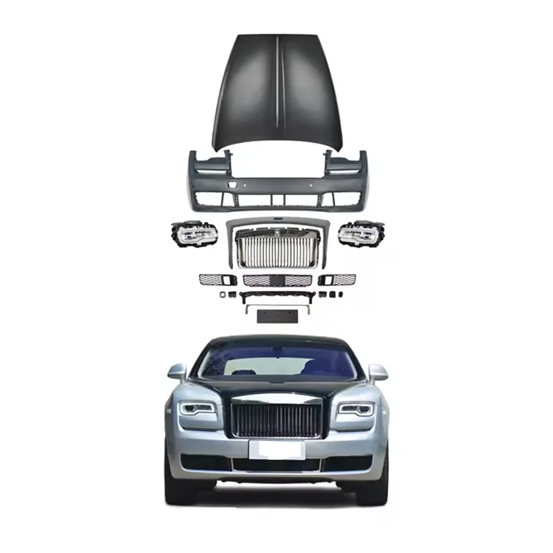 Classic Car Restomod Body KitsNew Black Front Bumper Grill Headlight Body Kit ES Ghost 1st 2nd Gen 2010-2014 Plastic 100% Fitm