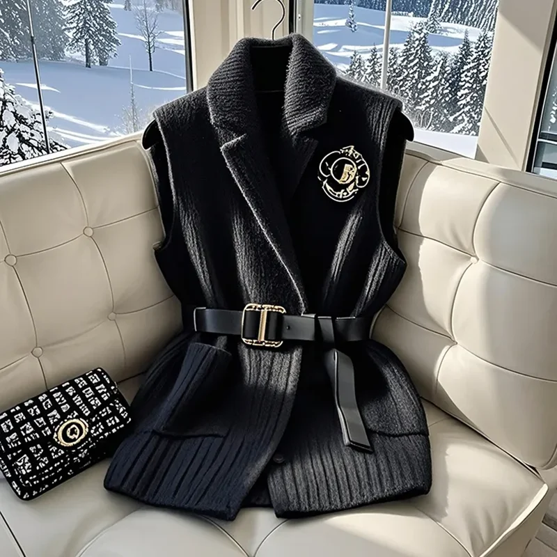 Jesień i zima Nowość 2025 Sweter wyszczuplający talię Kamizelka High Sense Solid Color Sweter Kamizelka Miękki i wygodny Joker Casual Top