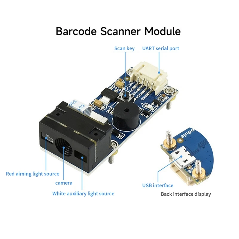 Waveshare-Barcode Scanner Module, Supporting QR Code, Data Matrix, QR Code Scanning, High-Density, PDF417, Acessórios