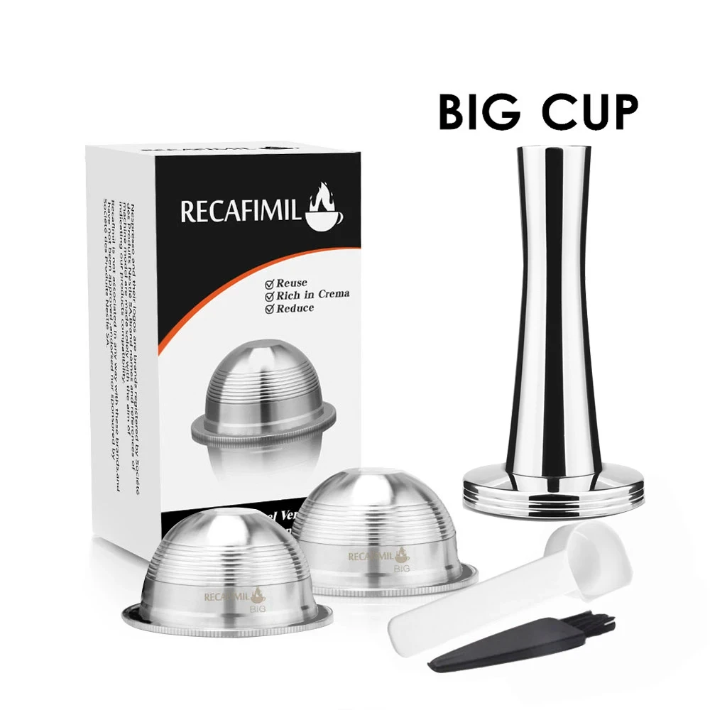 ICafilas BIG Small CUP Nespresso Vertuoline & Vertuo Espresso Capsulas Reusable  Stainless Steel Refillable Coffee Filter  Pods