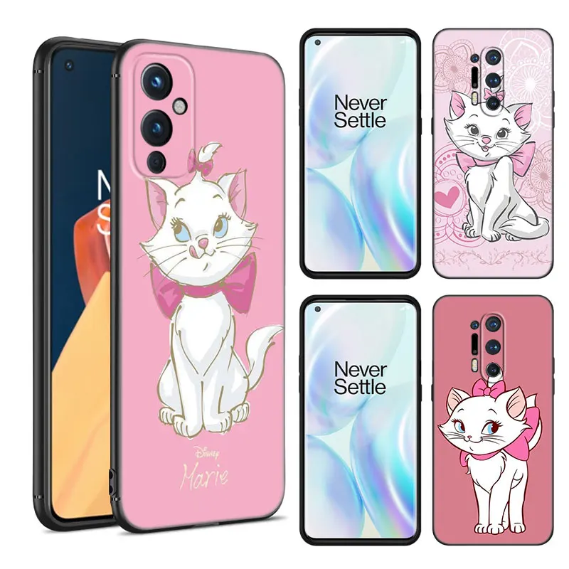 Cute M-Marie Cat Black Silicone Phone Case For OnePlus 9R 10R 11R 12R ACE 2 Pro 2V 3V Nord CE 2 3 Lite 4 N10 N20 N30 SE 5G