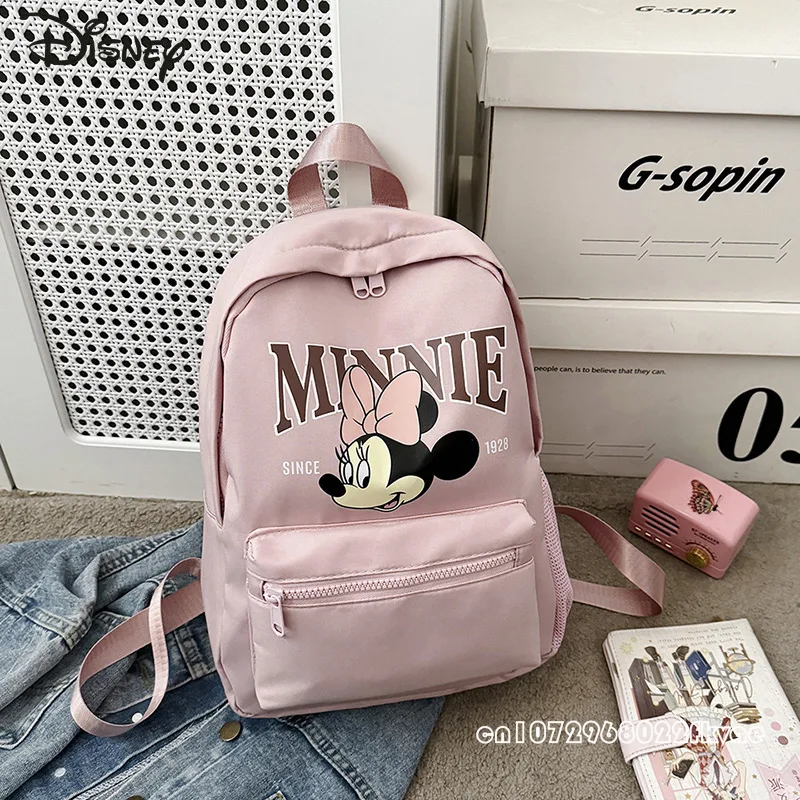 Minnie 2025 New Student Backpack Fashion High Quality Women's Backpack Solid Color Versatile Large Capacity Children's Backpack