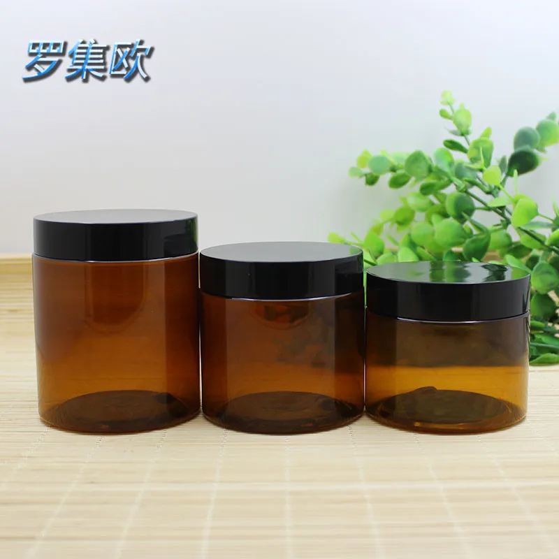 New  cream jar 80g brown wide mouth cream bottle PET plastic bottle 100g facial cream cosmetics empty box 200g Refillable Bottle