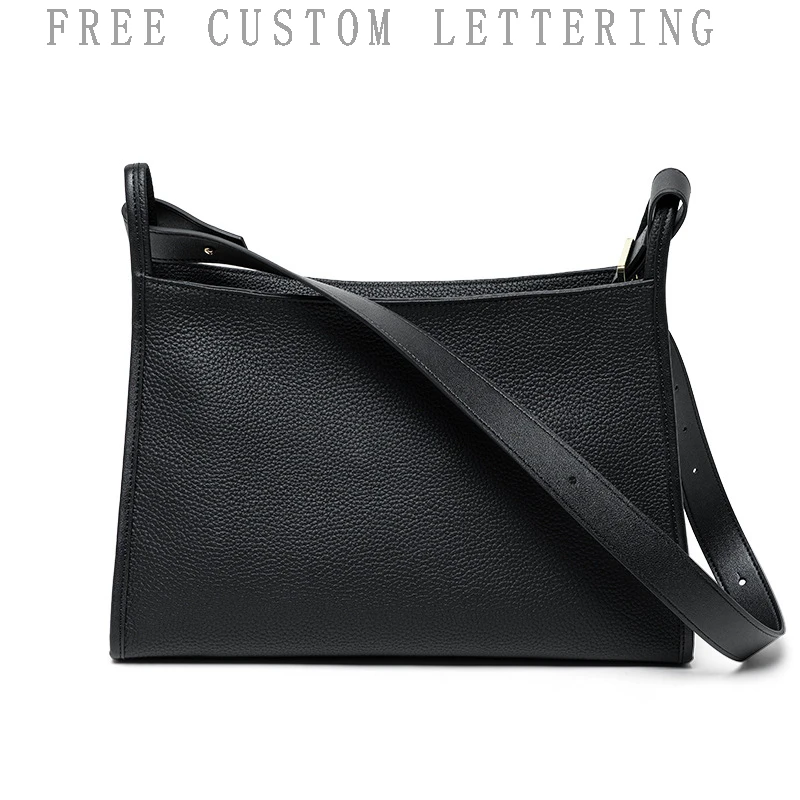 

Top layer cowhide women's armpit bag 2025 new design large capacity lychee pattern high-end simple commuter handbag shoulder bag