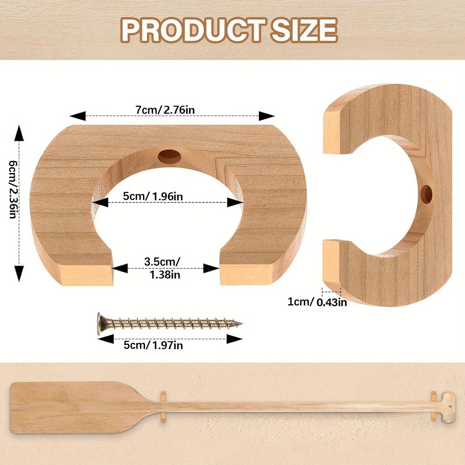 Wooden Paddle Hanger – Wall-Mounted Paddle Storage Rack, Suitable for Kayak, Canoe, and Dragon Boat Paddles, a Multi-Functional Storage Rack