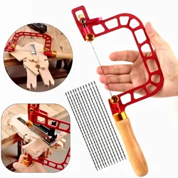 Woodworking Coping Saw Aluminum Alloy Frame Fret Saw with Replacement Blades Set for Jade Stone Ceramic Glass Wood Metal Cutting