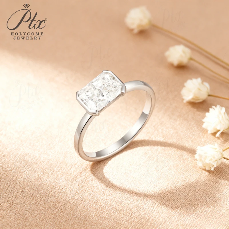 

2ct Moissanite Radiant Cut Solitaire Ring Elegant Crisp Edges Premium Fire Perfect Women’s Engagement Wedding Jewelry Gift