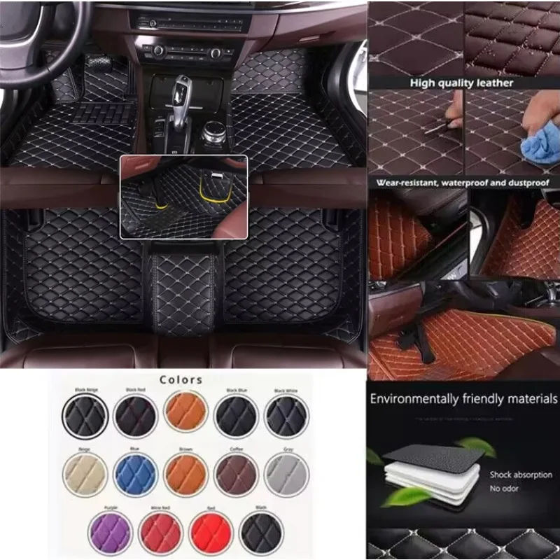 3D PU-leather Waterproof Custom Car Floor Mats For Skoda KAMIQ Auto Carpets Coche Accessorie Liners