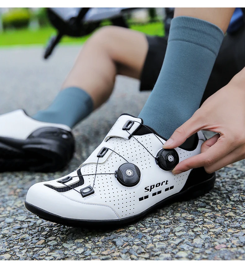 Wettkampf-Radsportschuhe Rennradschuhe Unisex Fahrradschuhe für Flachpedale Selbstverriegelnde Renn-SPD-Fahrradschuhe – Detail 31