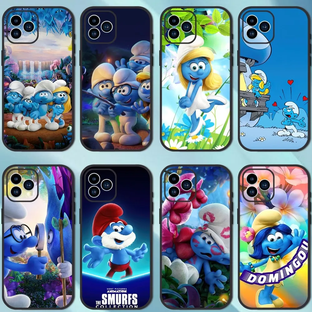 Cartoon The S-Smurfs Phone Case For iPhone 13 12 11 14 15 Pro XS Max XR X 8 7 6S 6 Plus SE 2020 Soft Back case