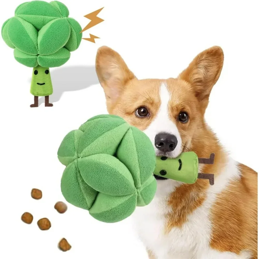 Dog Snuffle Toys Plush Puzzle Toys Interactive Activity Toys for Foraging Training Gifts for Small Medium Dogs (Broccoli)