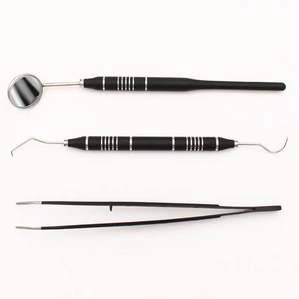 

Dental Mirror kit Mouth Mirror Probe Hook Pick Tweezer Stainless Steel Dental Instruments Oral examination