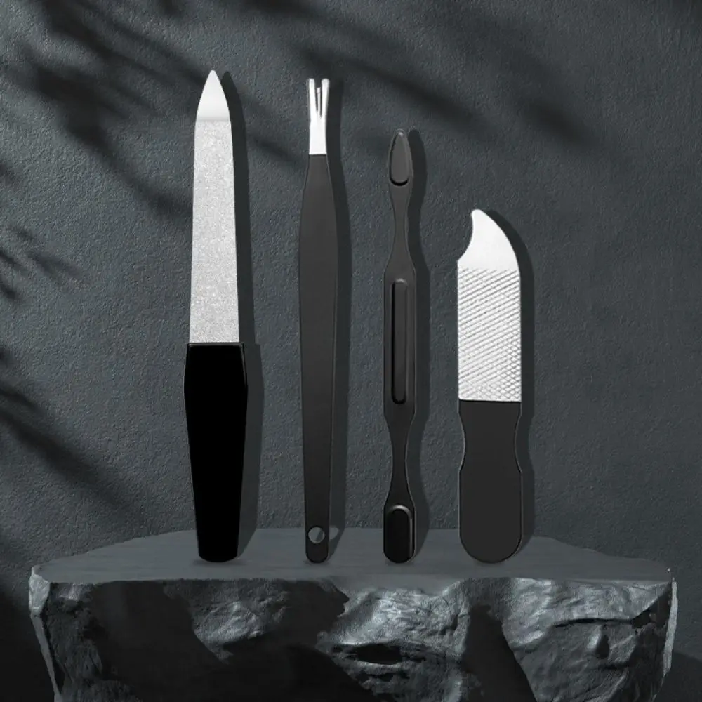 13/24pcs Anti-slip Design Stainless Steel Nail Clipper Set with PU Case Black Nail Trimming Set Sharp Pedicure Tool Kit Adults