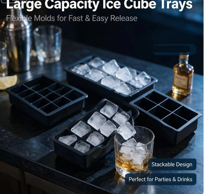 1Pcs Reusable Ice Cube 6/15 Grids Silicone Ice Cube Molds With Lid Big Ice Tray Mould For Cocktail Accessories