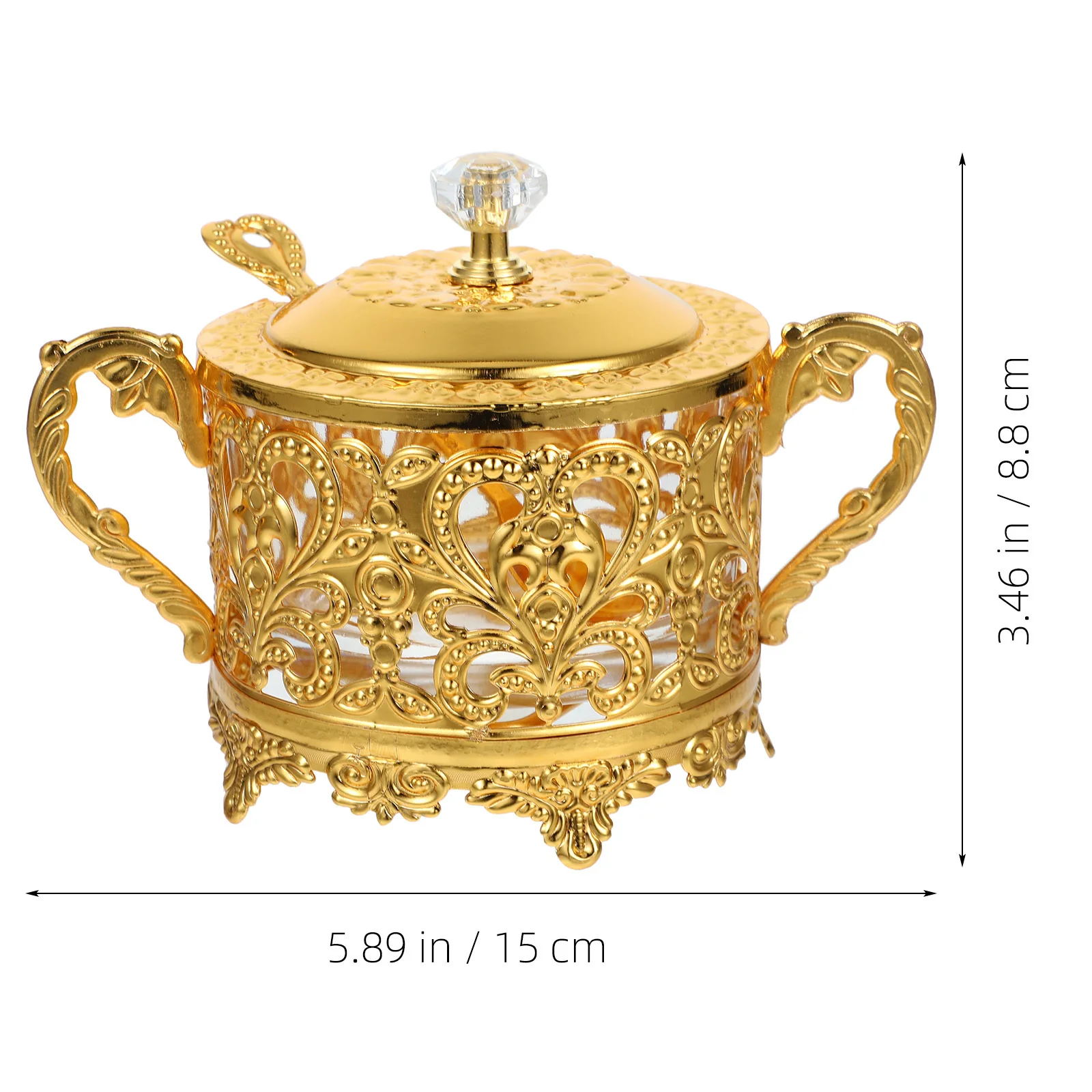 

Seasoning Jar Zinc Alloy Glass Embossed Design Kitchen Spice Storage Pot Condiment Canister High Temperature Resistant