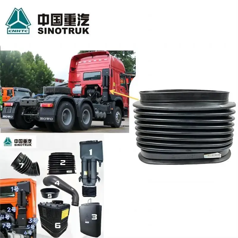 SINOTRUK HOWO Truck Parts Rubber Air Inlet Bellows WG9725190008 For HOWO Cabin Parts  Air Intake Pipe HOWO 336 HOWO 371 HOWO 380