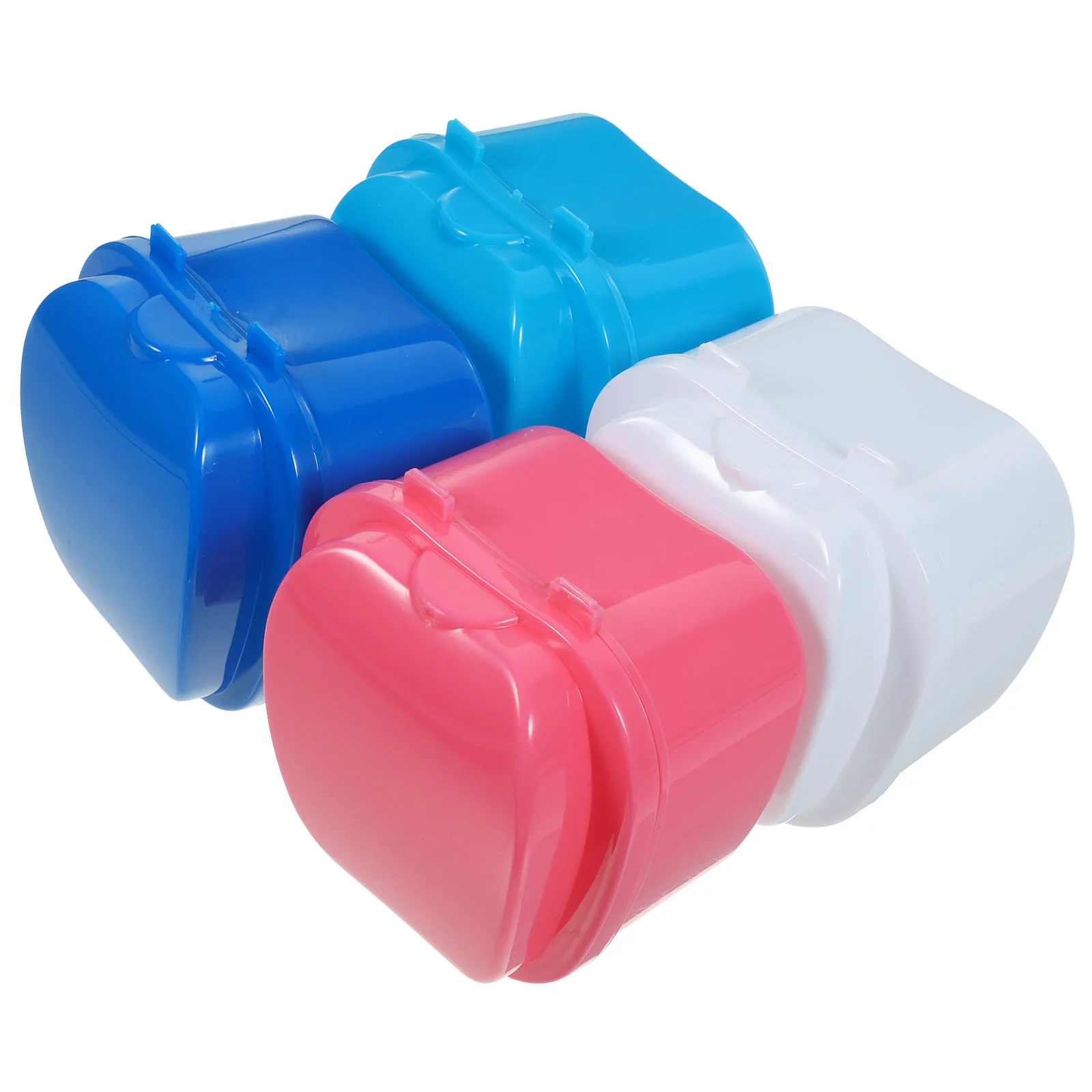 

4pcs Box Retainer Case Leakproof Vent Holes Cleaning Portable Denture Cup Portable Container Travel Supplies Storage