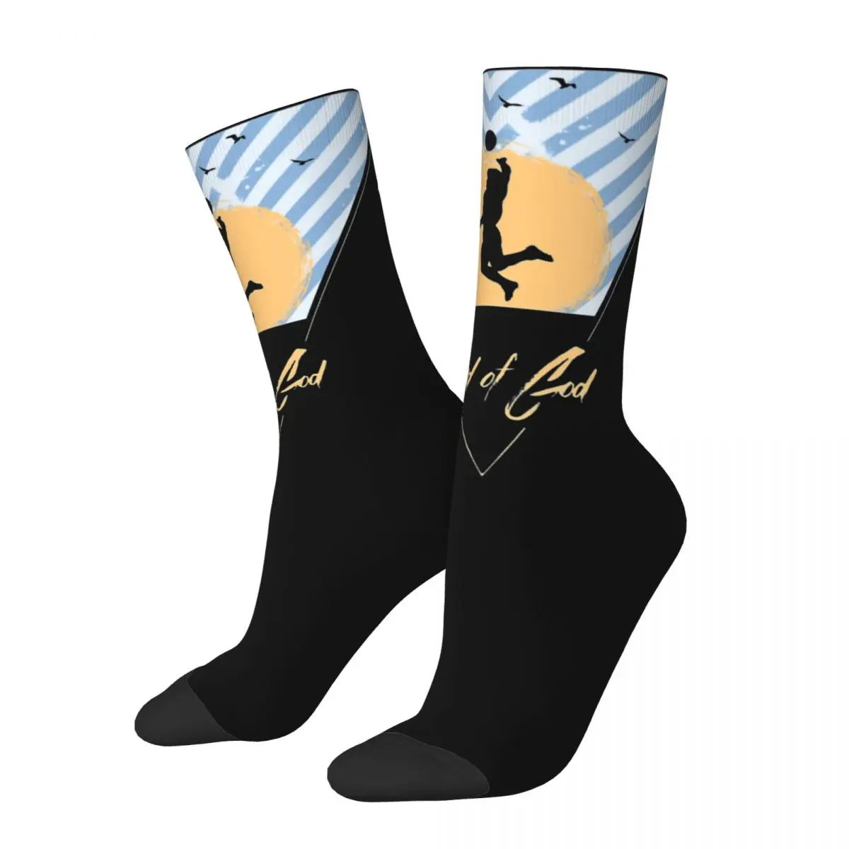 Men's Happy Funny Hand of God Socks, Harajuku Retro, Maradona, Grande Melhor Jogador, Street Style, Novidade, Tripulação Sem Costura, Presente