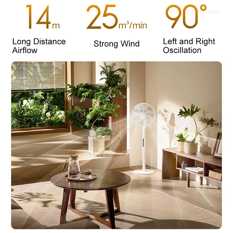 MIJIA DC Inverter Floor Fan Pro，Supports Type-C Mobile Power Supply，Retractable Home Floor Fan，Compatible with MI HOME App