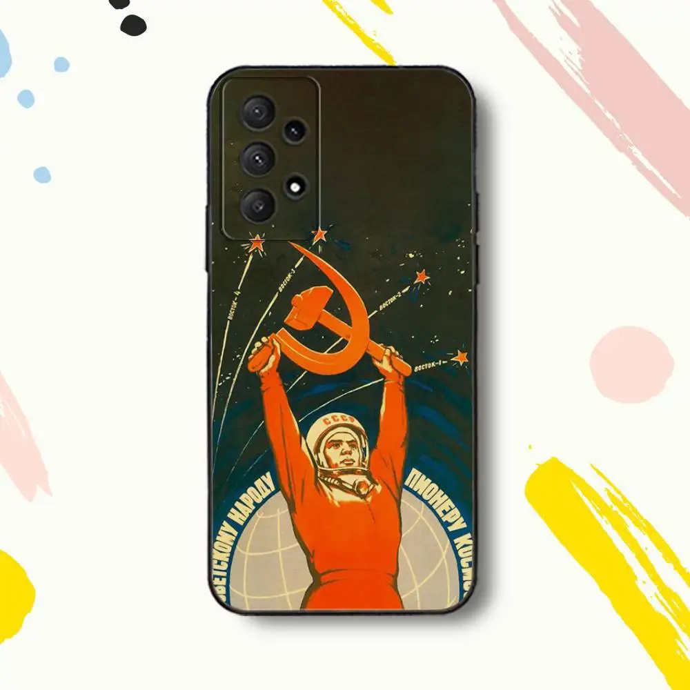 CCCP Casing Ponsel Faith U-USSR Rusia untuk Samsung Galaxy A 80,72,73,91,53,22,51,52,5G,Plus,J,Note Sampul Hitam Lembut