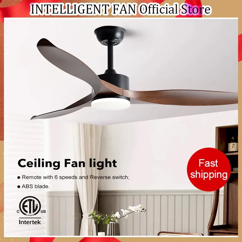 Modern Simple 42 /52 Inch Pure Copper DC Motor Remote Control ABS Blade Led Ceiling Fan With Light Restaurant Fan