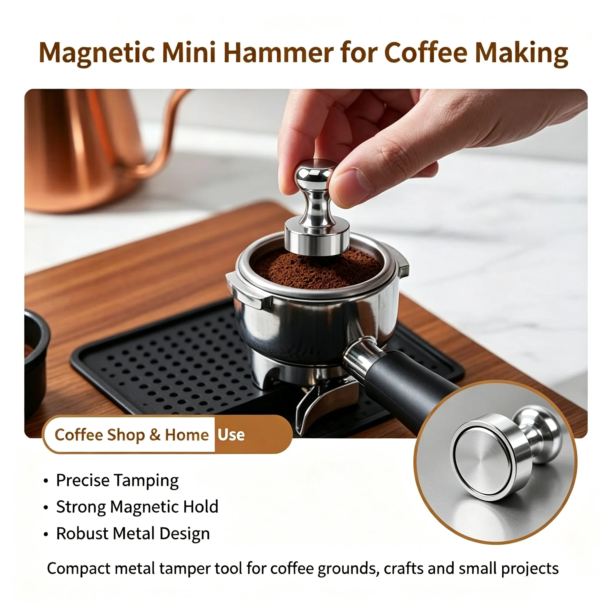1PC Magnetic Coffee Grinding Tool Espresso Puck Preparation Tool & Accessories For Coffee Grounds Crafts And Small Projects