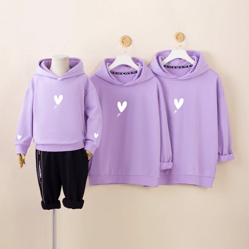 Family Matching Sweatshirt Mother Daughter Clothes Cotton Hoodies Long Sleeve Sweatshirt for Mother Kids Family Outfits