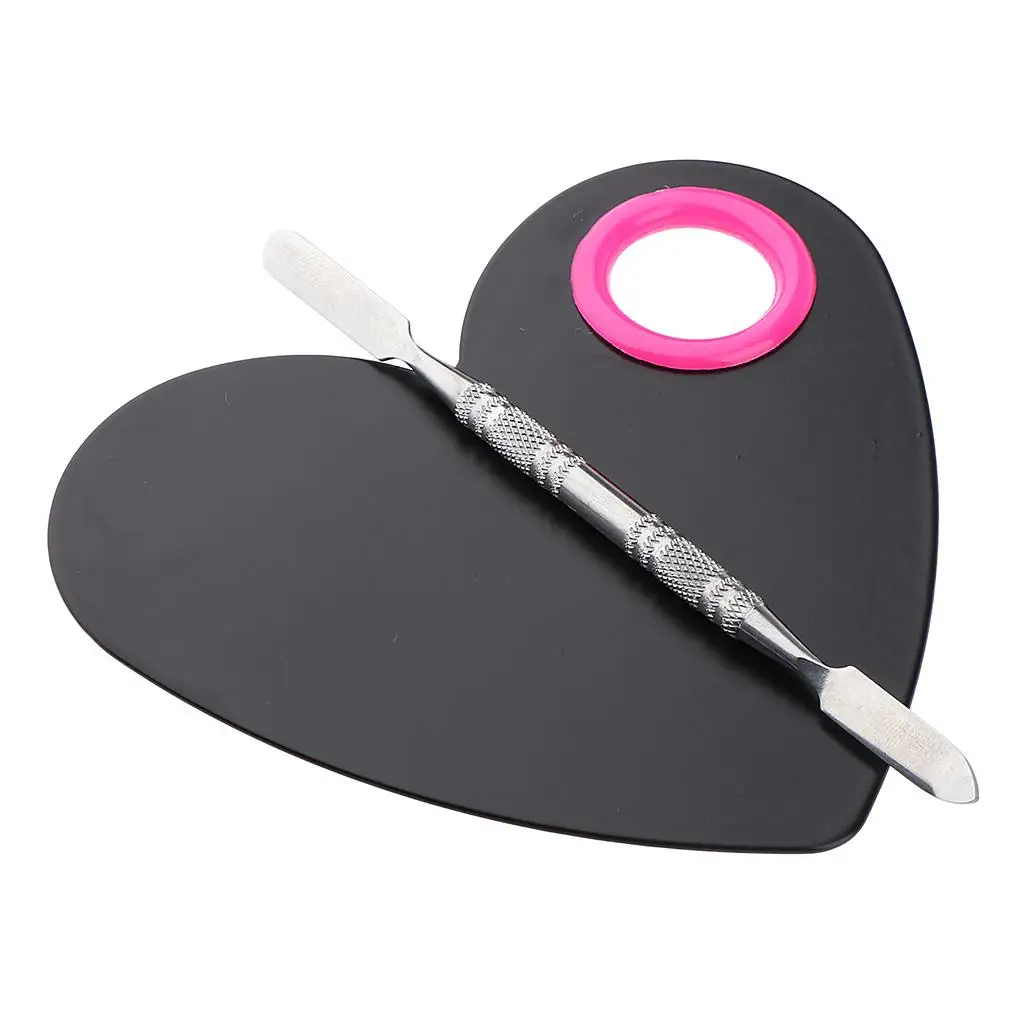 Heart Shape Cosmetic Palette Spatula Fashion Stainless Steel Pallet Makeup