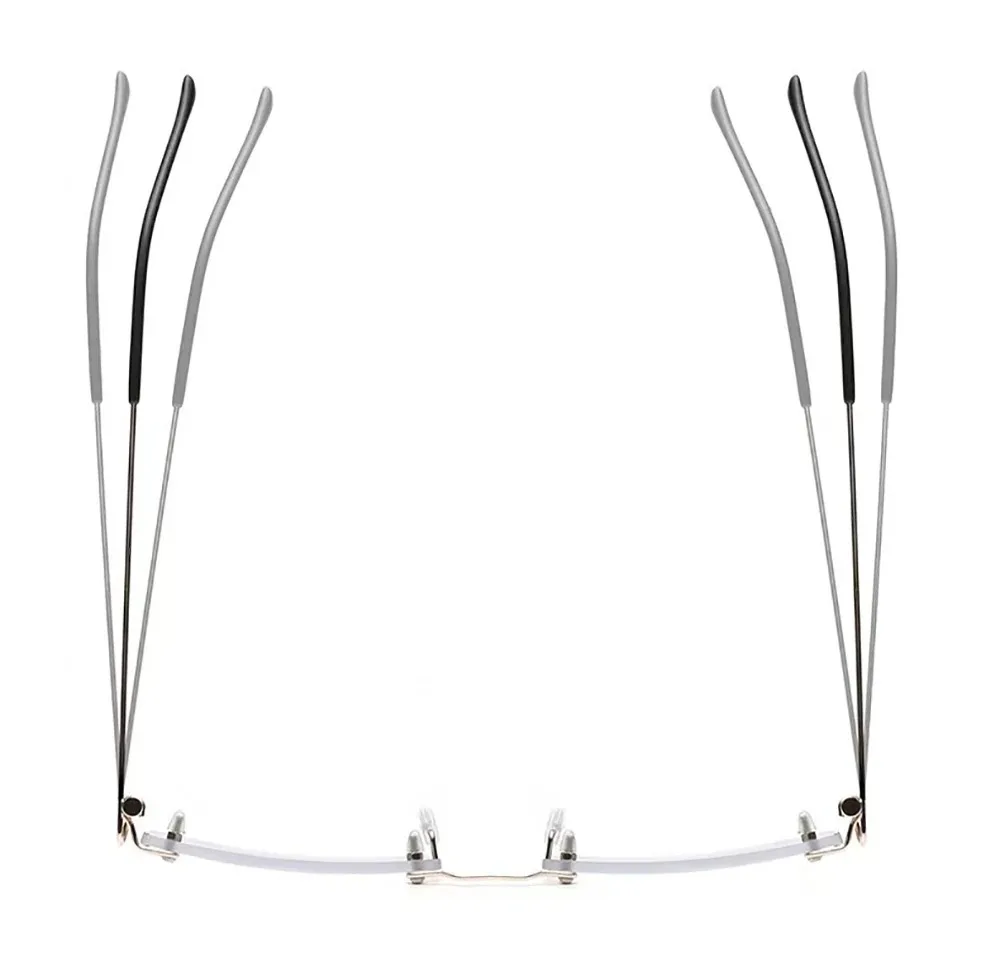 Anti-Blau Randlose Lesebrille Quadratische Metall Presbyopie Brillen Mit Fall Brillen männer Gläser Für Anblick Plus + 4 – Detail 9