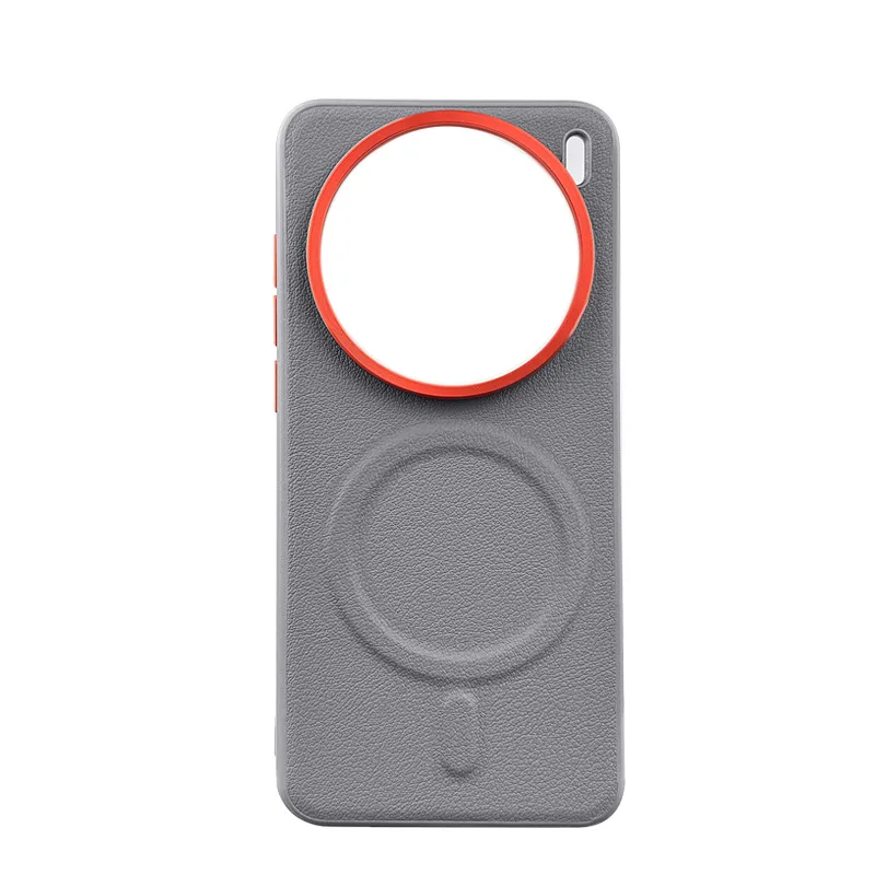 

Case for Vivo X200 Ultra Sturdy Magnetic Wireless Charging Lens Protection Electroplating Vegan Leather Soft Case Cover