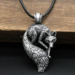 Cute Slavic Fox Pendant Charm Animal Viking Jewelry Necklace Men Accessories Goth Jewlery